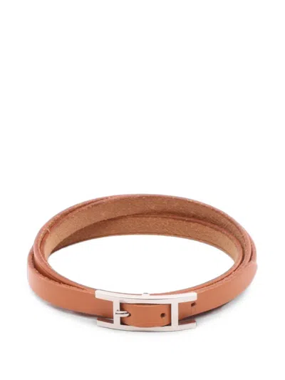 Pre-owned Hermes 2010s 3 Api Leather Bracelet In Brown
