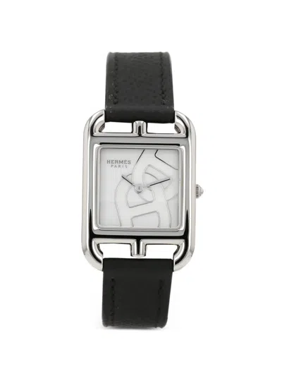 Pre-owned Hermes 2010s 31mm Cape Cod Canned Crown Watch In Black