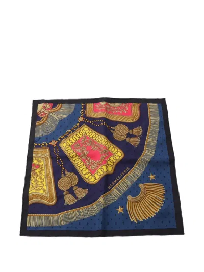 Pre-owned Hermes 2010s 45 Poste Et Cavalerie Scarf In Blue