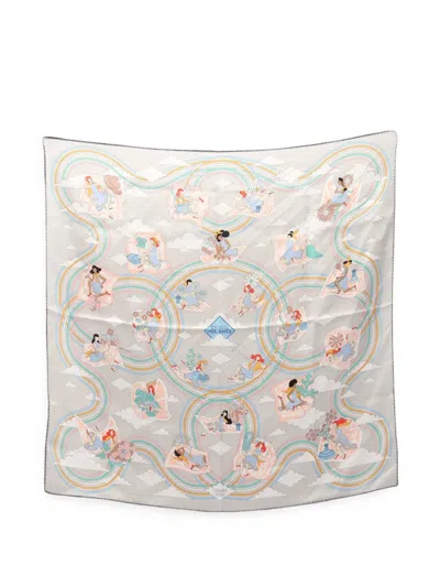 Pre-owned Hermes 2010s 70 Carrés Volants Scarf In Grey