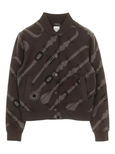 Pre-owned Hermes 2010s All-over Patterned Bomber Jacket In Brown