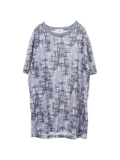 Pre-owned Hermes 2010s All-over Pattern T-shirt In Blue