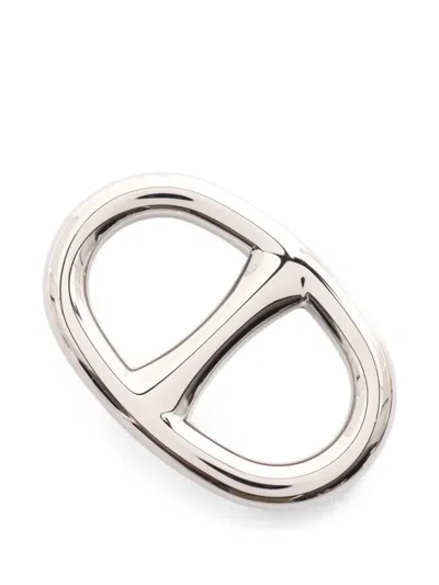 Pre-owned Hermes 2010s Anchor Chain Scarf Ring In Silver