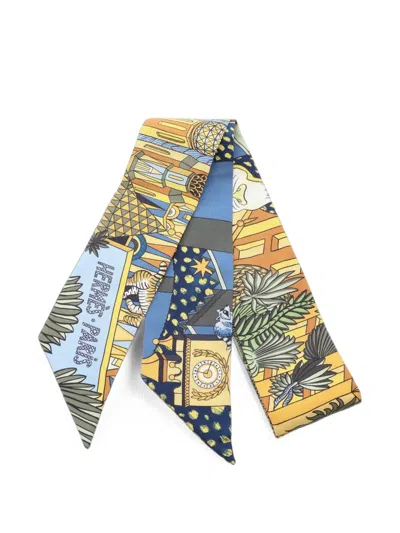 Pre-owned Hermes 2010s Animapolis Ribbon Scarf In Yellow