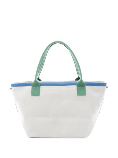 Pre-owned Hermes 2010s Ash Soukabas Leather-trim Tote Bag In Gray