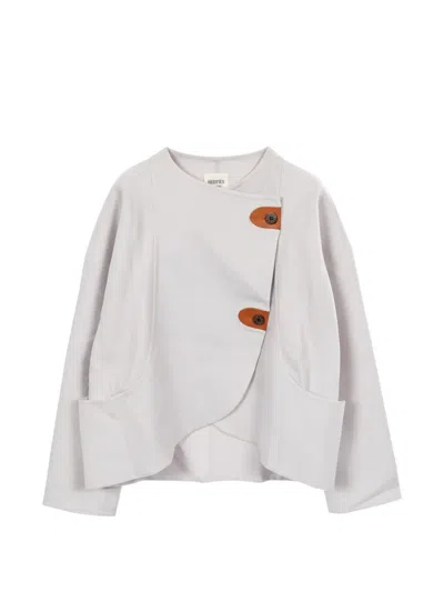 Pre-owned Hermes 2010s Asymmetric Cashmere Jacket In Gray