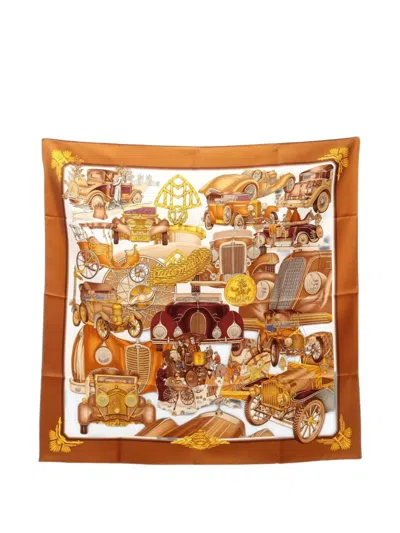 Pre-owned Hermes 2010s Automobile Carrés Scarf In Brown