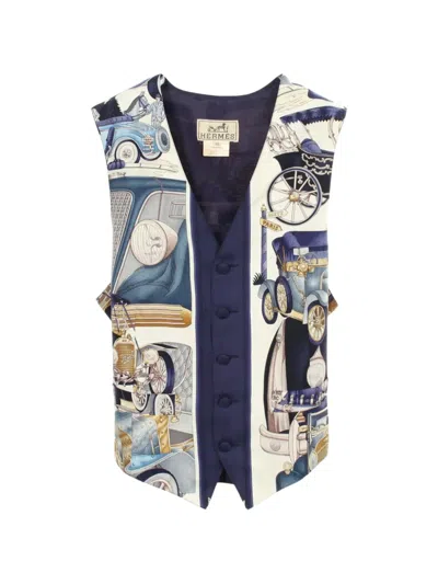 Pre-owned Hermes 2010s Automobile-print Waistcoats In Blue