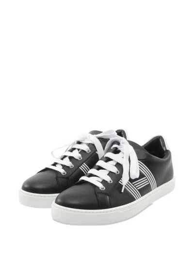 Pre-owned Hermes 2010s Avantage Leather Sneakers In Black