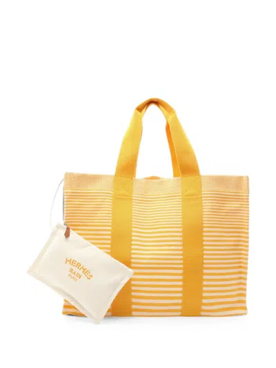 Pre-owned Hermes 2010s Bayadère Pouch Tote Bag In Yellow