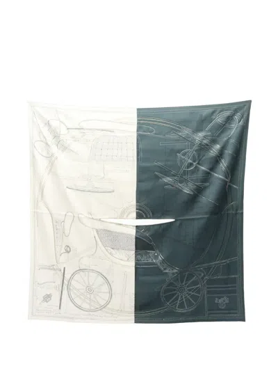 Pre-owned Hermes 2010s Beads Carré Scarf In Blue