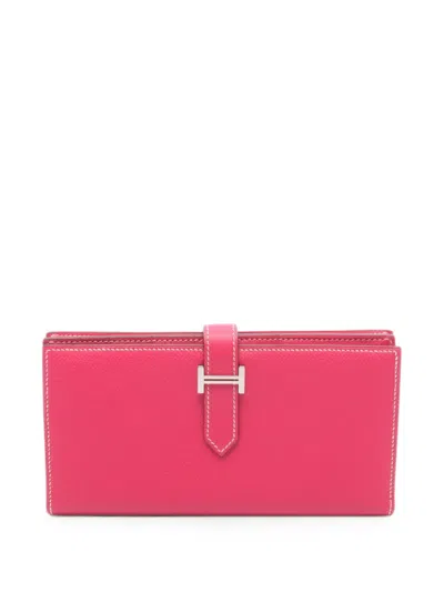 Pre-owned Hermes 2010s Bearn Soufflé Wallet In Pink