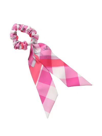 Pre-owned Hermes 2010s Bella Mors Et Gourmettes Silk Scrunchie In Pink