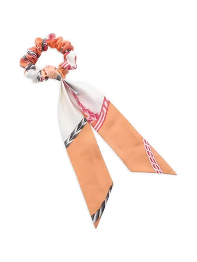 Pre-owned Hermes 2010s Bella Scrunchie Hair Accessory In Orange
