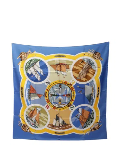 Pre-owned Hermes 2010s Belles Amures Scarf In Blue