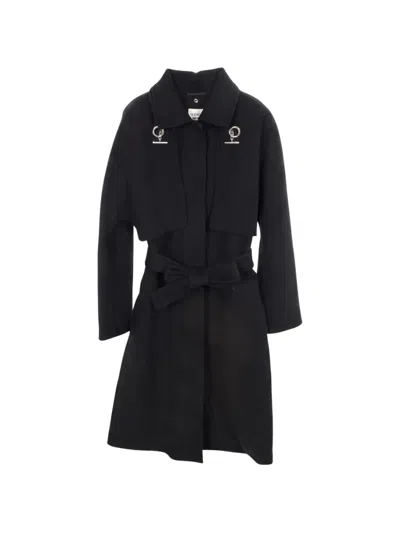 Pre-owned Hermes 2010s Belted Cashmere Coat In Black