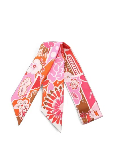 Pre-owned Hermes 2010s Bingata Twilly Scarf In Pink