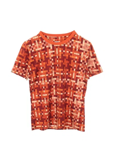 Pre-owned Hermes 2010s Bolduc Au Carre T-shirt In Orange