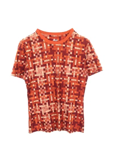 Pre-owned Hermes 2010s Bolduc Check T-shirt In Orange