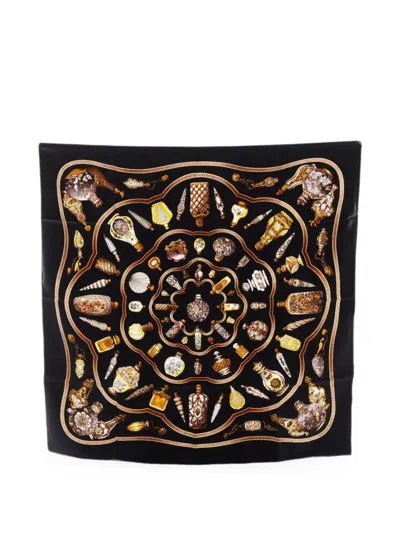 Pre-owned Hermes 2010s Bottle-print Scarf In Black