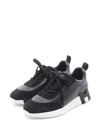Pre-owned Hermes 2010s Bouncing Logo-detail Sneakers In Black