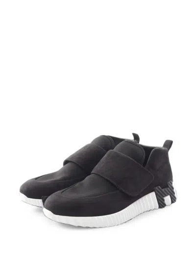 Pre-owned Hermes 2010s Bouncing Touch-strap Sneakers In Black
