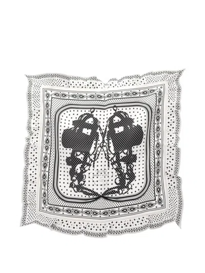 Pre-owned Hermes 2010s Brides De Gala 70 Scarf In White