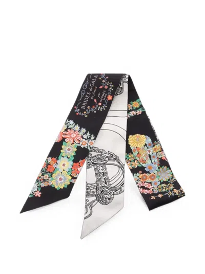 Pre-owned Hermes 2010s Brides De Gala En Fleurs Scarf In Black