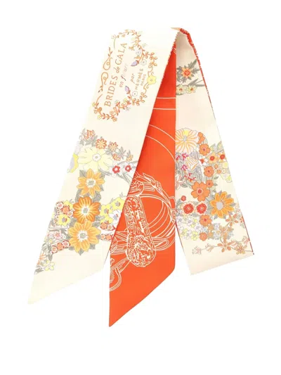 Pre-owned Hermes 2010s Brides De Gala En Fleurs Scarf In Neutral