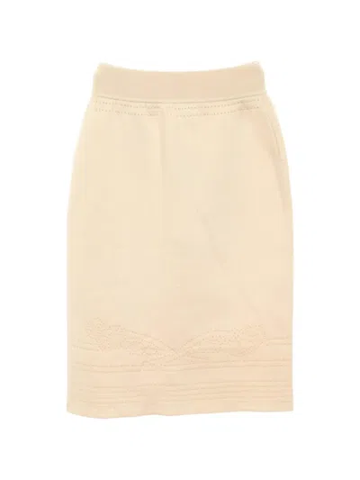 Pre-owned Hermes 2010s Brides De Gala Openwork-knit Fitted Skirt In Neutral