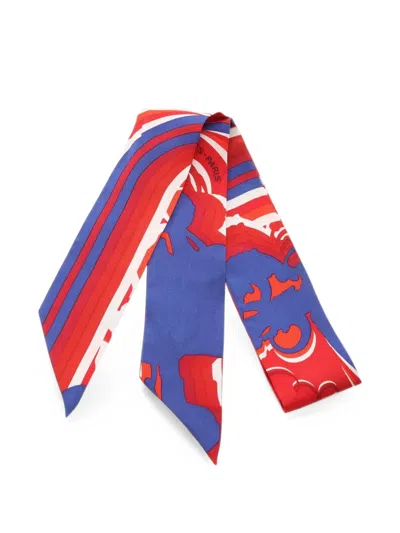 Pre-owned Hermes 2010s Brides De Gala Twilly Scarf In Red