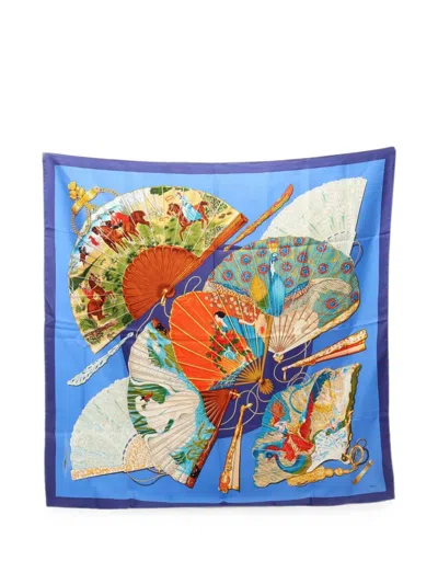 Pre-owned Hermes 2010s Brise De Charme Silk Scarf In Blue