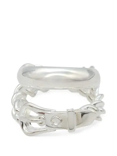Pre-owned Hermes 2010s Buckle-detail Ring In Silver