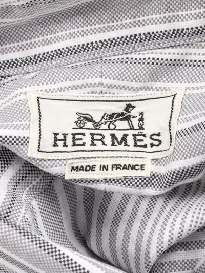 Pre-owned Hermes 2010s Button-up Striped Shirt In White