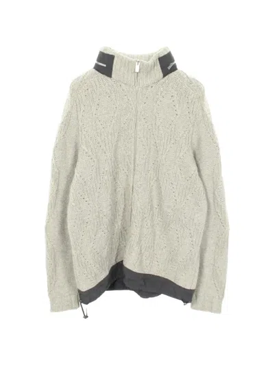 Pre-owned Hermes 2010s Cable-knit Cardigan In Grey