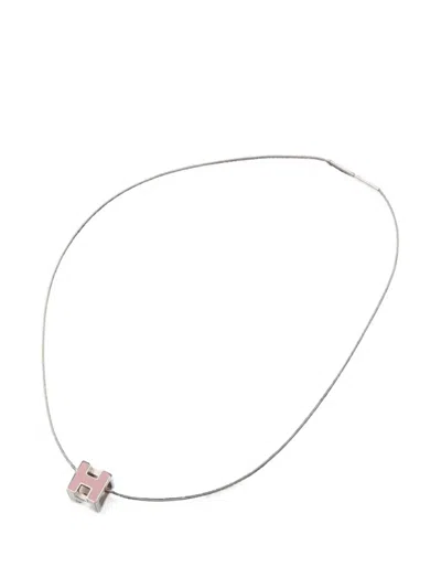 Pre-owned Hermes 2010s Cage D'h Ash H-cube Necklace In Silver