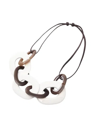 Pre-owned Hermes 2010s Calamba Horn-wood Necklace In Brown