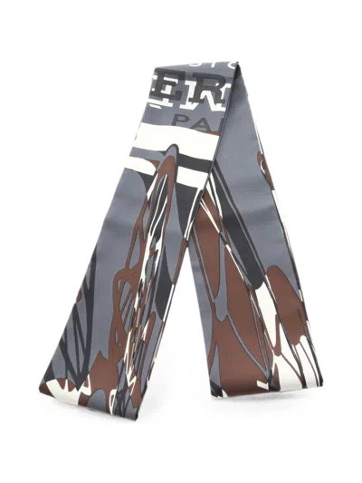 Pre-owned Hermes 2010s Caleche Elastique Scarf In Gray