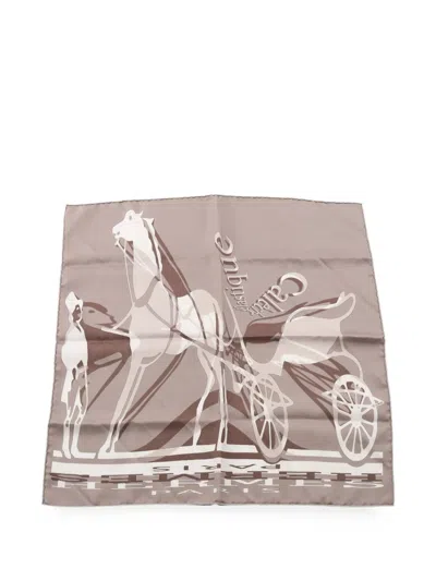 Pre-owned Hermes 2010s Calèche Élastique Scarf In Neutrals