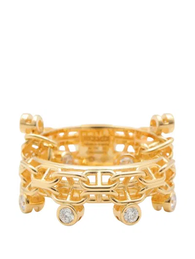 Pre-owned Hermes 2010s Calypso Diamond Ring In Gold