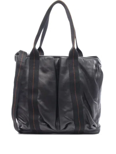 Pre-owned Hermes 2010s Caravan Vertical Leather Shoulder Bag In Black