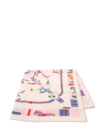 Pre-owned Hermes 2010s Carré 140 Couverture Et Tenues De Jour Scarf In Pink