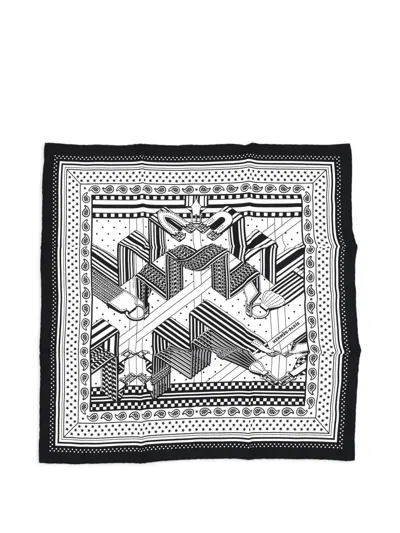 Pre-owned Hermes 2010s Carré 55 Bandana Scarf In White