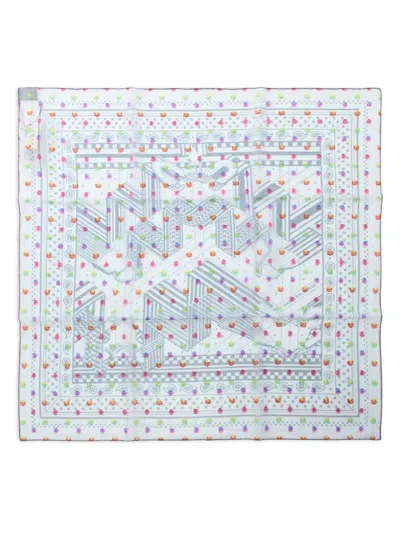 Pre-owned Hermes 2010s Carre 60 Scarf In White