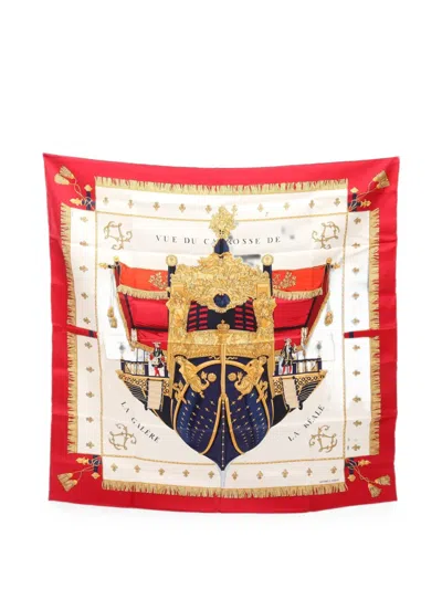 Pre-owned Hermes 2010s Carré 90 Vue Du Carrosse De La Galère La Réale Scarf In Neutral