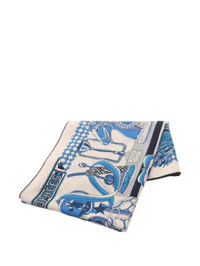 Pre-owned Hermes 2010s Carré Jean 140 Les Trophees Scarf In Neutral