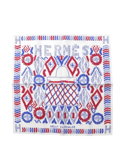 Pre-owned Hermes 2010s Carre Silk Scarf In White