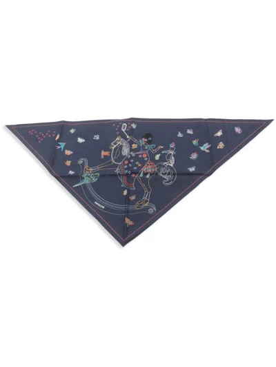 Pre-owned Hermes 2010s Carré Story Scarf In Blue