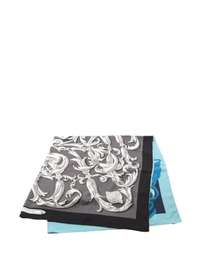 Pre-owned Hermes 2010s Carréjean Shawl Scarf In Blue