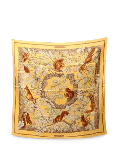 Pre-owned Hermes 2010s Casse-noisette Nutcracker Scarf In Yellow